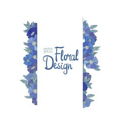 Blue floral border made with wildflowers N4