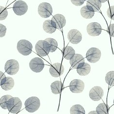 Branches with round leathes Watercolor background