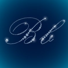 Shiny diamond alphabet letters blue background N2