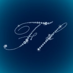 Shiny diamond alphabet letters blue background N3