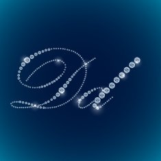 Shiny diamond alphabet letters blue background N4