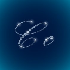 Shiny diamond alphabet letters blue background N5
