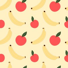 banana and apple seamless pattern background illustration
