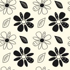 black and white cute flowers seamless pattern background illustration