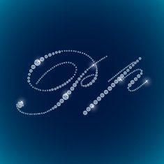 Shiny diamond alphabet letters blue background N7