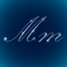 Shiny diamond alphabet letters blue background N8