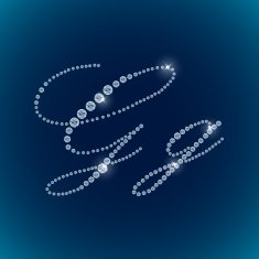 Shiny diamond alphabet letters blue background N12