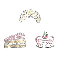 cakes desserts sketch doodle vector illustration