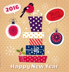 Christmas and New Year vector card