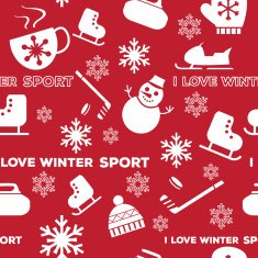 Winter sports seamless pattern red