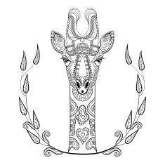 Zentangle Giraffe head totem in frame for adult N2
