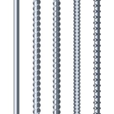 Sreel Rebars Set on White Background Metal Armature Vector