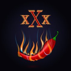 XXX adult black background with red hot burning chili pepper