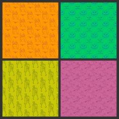 Zombie pumpkin witch and owl Vector seamless patterns Set