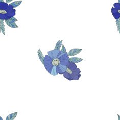 Blue flowers on white background N14
