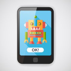 vintage robot flat icon with long shadow eps 10 N5