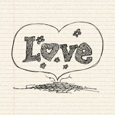 Love heart design on lined paper N4