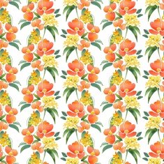 Watercolor illustration with leaves and flowers Seamless pattern 13