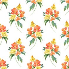 Watercolor illustration with leaves and flowers Seamless pattern 11