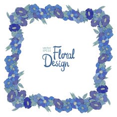Blue floral border made with wildflowers N6