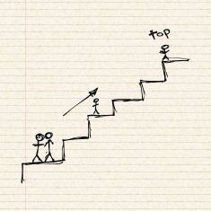 Stick men climbing some stairs N2