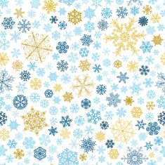 Seamless pattern of snowflakes multicolored on white