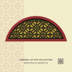 Chinese window tracery semicircle frame 90 cross flower