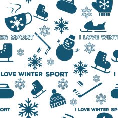Winter sports seamless pattern white