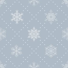 Seamless pattern of snowflakes white on gray