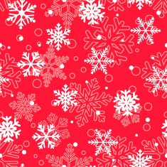 Seamless pattern of snowflakes white on red