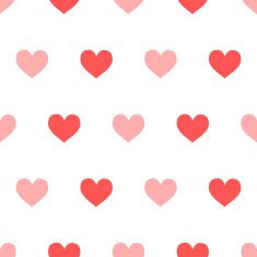 Red and pink hearts on white seamless pattern