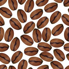 Photorealistic coffee beans on white seamless pattern
