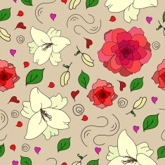 floral seamless pattern with lily flowers androses
