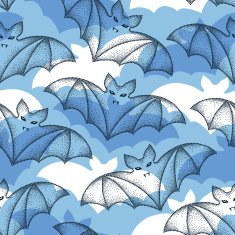 Seamless pattern with dotted black bat