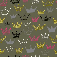 Crowns vector seamless pattern on pastel background N3
