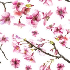 Hand Drawn Cherry Blossoms seamless pattern