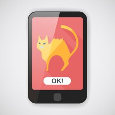 Evil cat flat icon with long shadow eps10