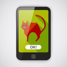 Evil cat flat icon with long shadow eps10 N4
