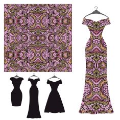 Dress silhouette and tribal seamless pattern N2