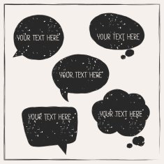 Set of abstract retro grunge speech bubbles