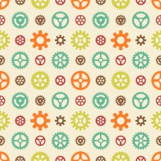 Colored gears seamless pattern