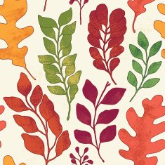 Colorful autumn leaves seamless vector pattern with grunge effect