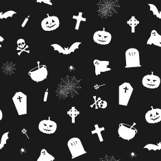 black and white Halloween pattern