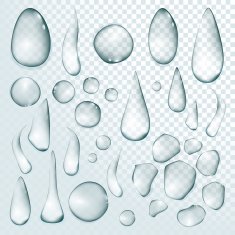 Pure clear water drops realistic set isolated vector illustration