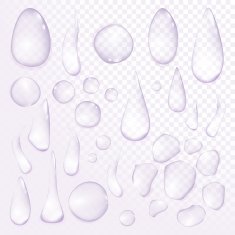 Pure clear water drops realistic set isolated vector illustration N4
