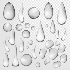 Pure clear water drops realistic set isolated vector illustration N5