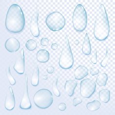 Pure clear water drops realistic set isolated vector illustration N6