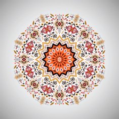 Ornamental round geometric pattern in aztec style