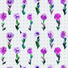 Watercolor seamless pattern with tulips and polka dot background