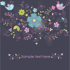 Two birds with patterns of flowers